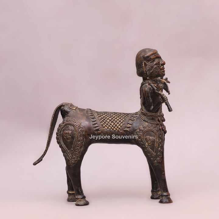 Handcrafted Dhokra Brass Horseman Statue