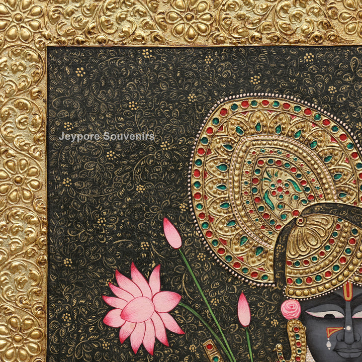 Handcrafted Lord Shrinath Ji Tanjore Painting with Real Gold Leaf work