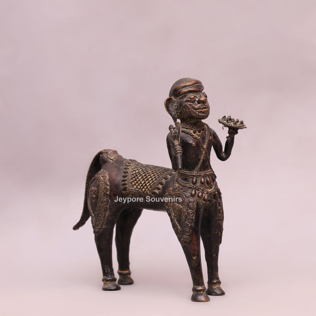 Handcrafted Dhokra Brass Horseman Statue