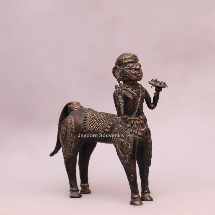Handcrafted Dhokra Brass Horseman Statue