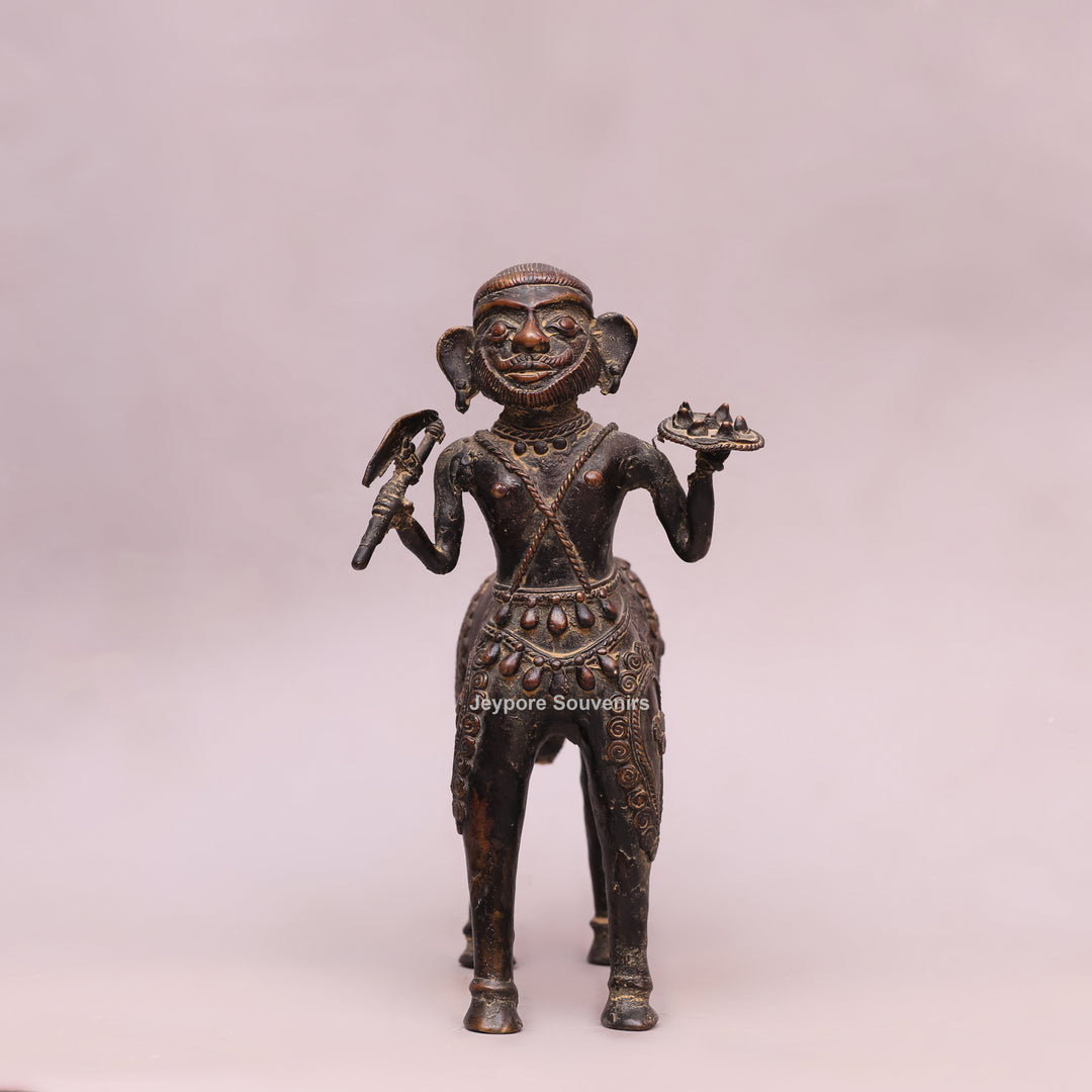 Handcrafted Dhokra Brass Horseman Statue