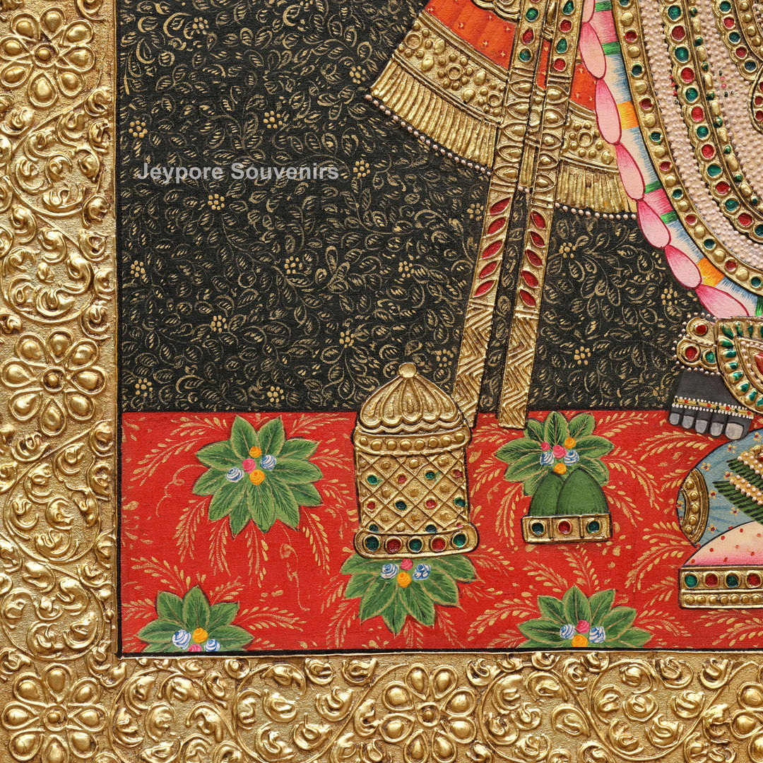 Handcrafted Lord Shrinath Ji Tanjore Painting with Real Gold Leaf work