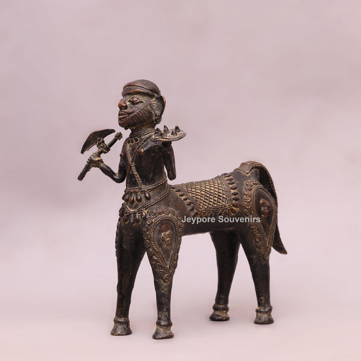 Handcrafted Dhokra Brass Horseman Statue