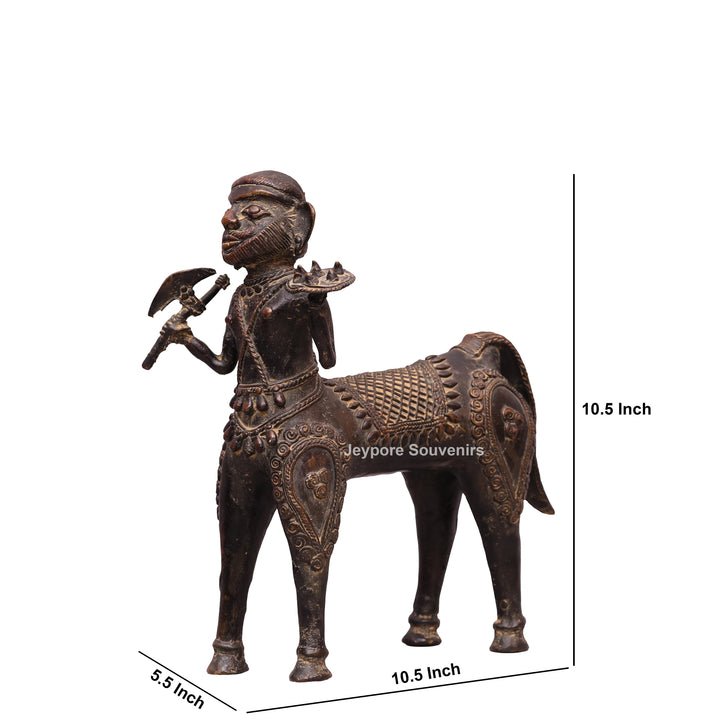 Handcrafted Dhokra Brass Horseman Statue