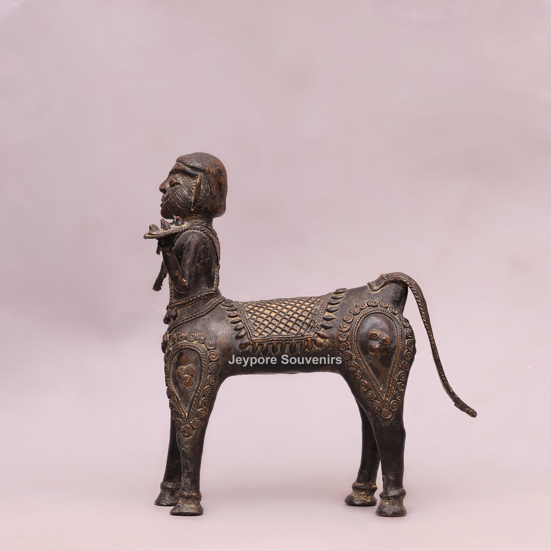 Handcrafted Dhokra Brass Horseman Statue