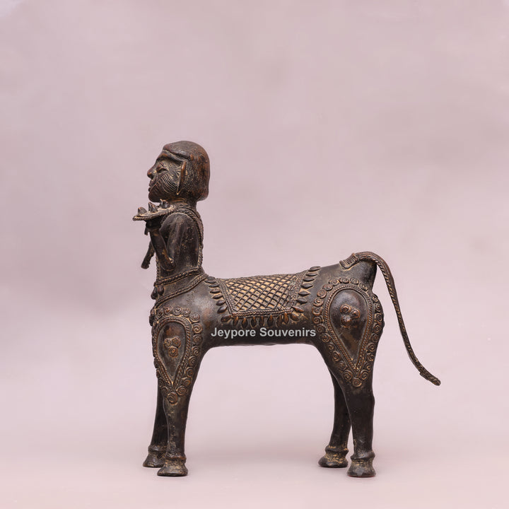 Handcrafted Dhokra Brass Horseman Statue