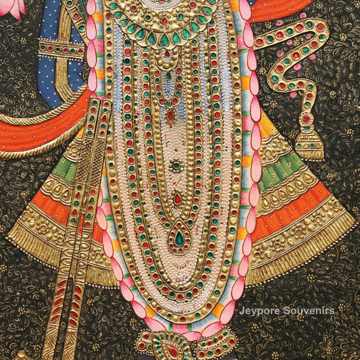 Handcrafted Lord Shrinath Ji Tanjore Painting with Real Gold Leaf work