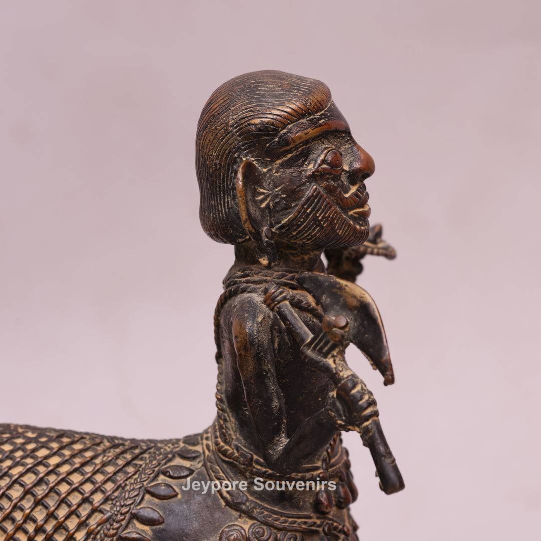 Handcrafted Dhokra Brass Horseman Statue