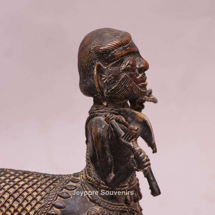 Handcrafted Dhokra Brass Horseman Statue