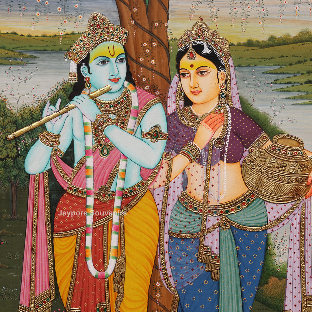 Radha Krishna Tanjore Painting with Real Gold Leaf Work
