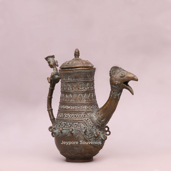 Handcrafted Dhokra Brass Traditional Indian Avian Spout Surahi