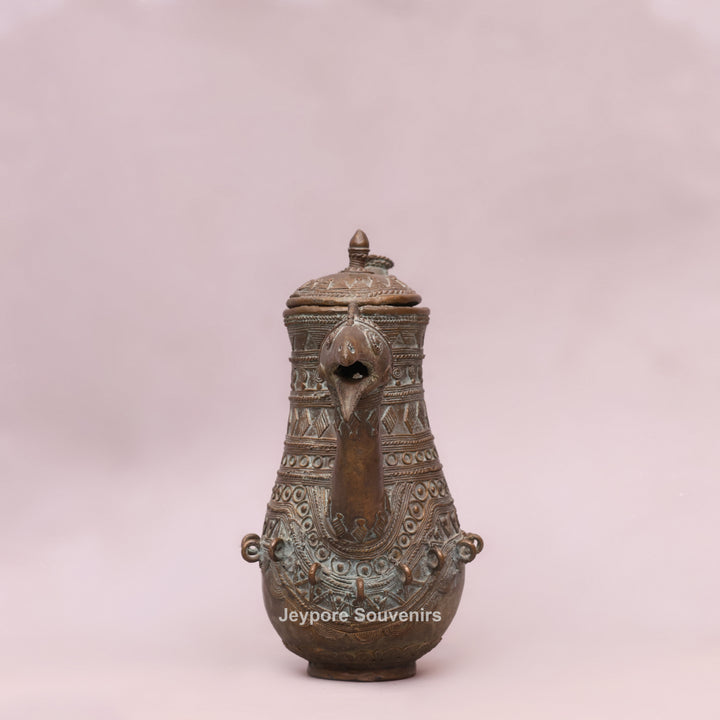 Handcrafted Dhokra Brass Traditional Indian Avian Spout Surahi