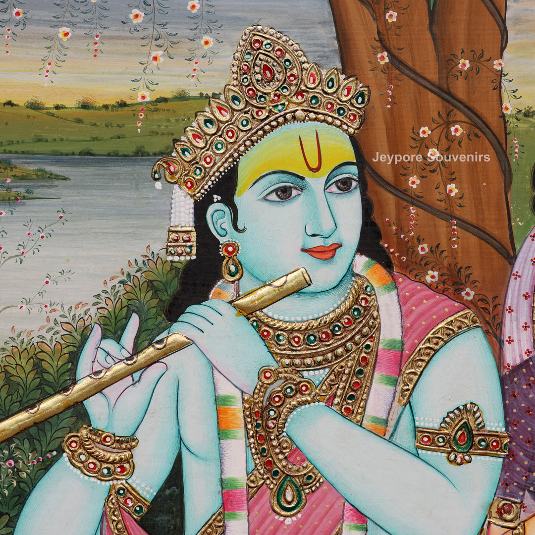 Radha Krishna Tanjore Painting with Real Gold Leaf Work