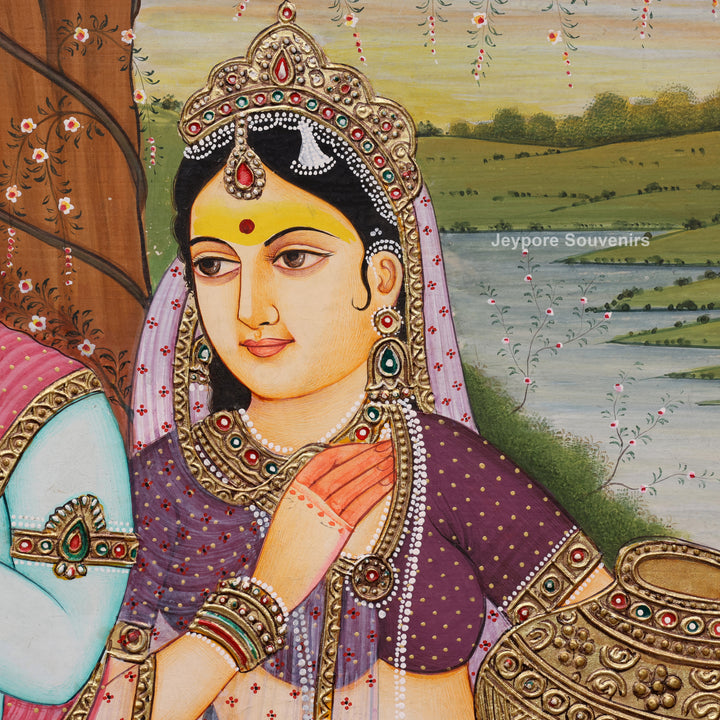 Radha Krishna Tanjore Painting with Real Gold Leaf Work