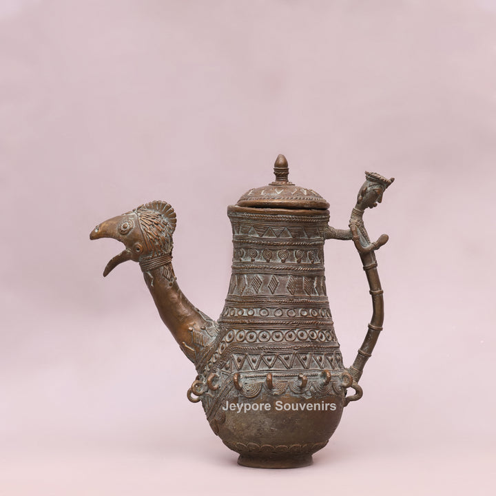 Handcrafted Dhokra Brass Traditional Indian Avian Spout Surahi