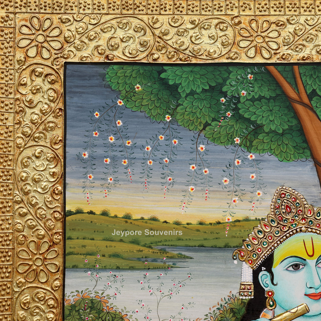 Radha Krishna Tanjore Painting with Real Gold Leaf Work