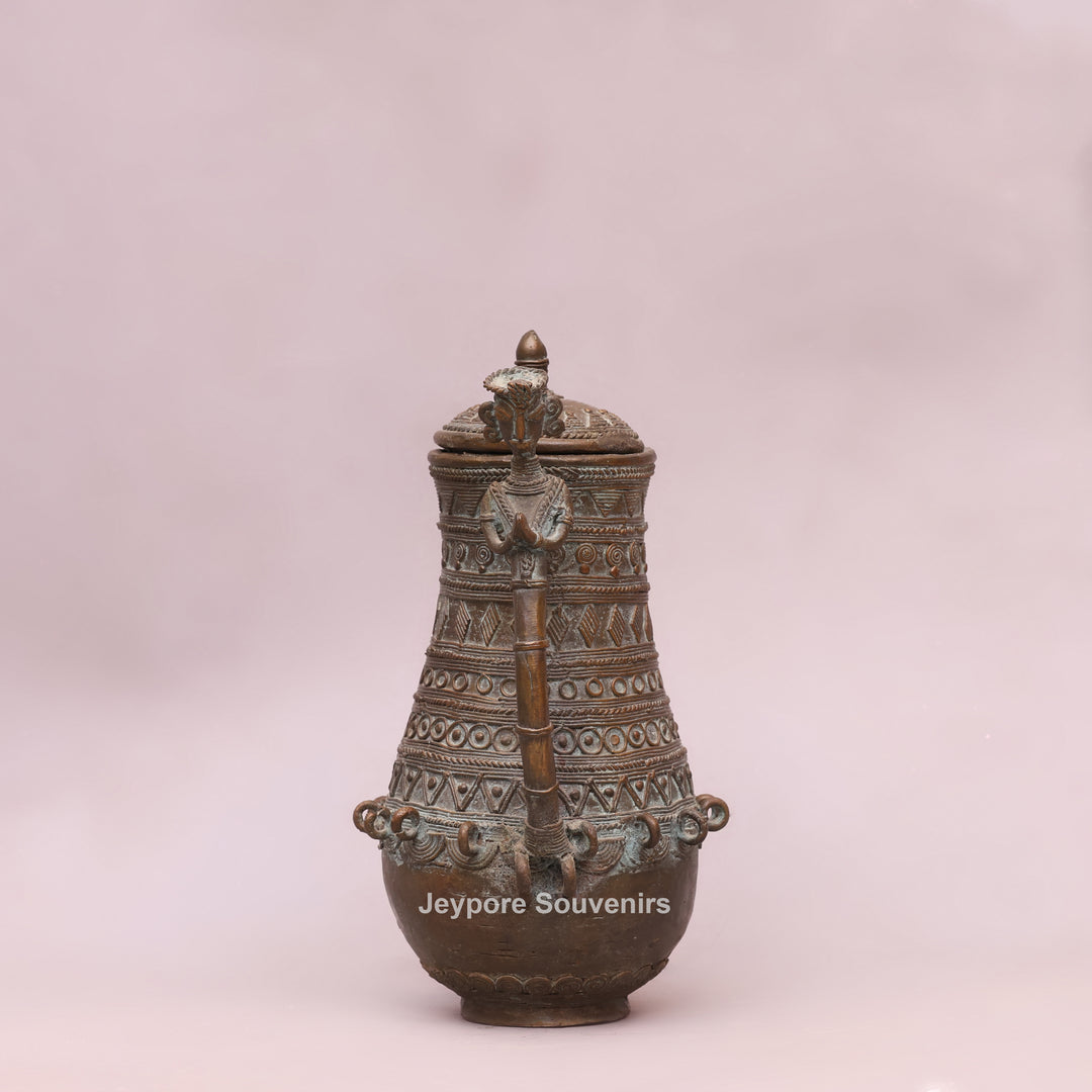 Handcrafted Dhokra Brass Traditional Indian Avian Spout Surahi