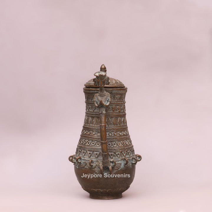 Handcrafted Dhokra Brass Traditional Indian Avian Spout Surahi