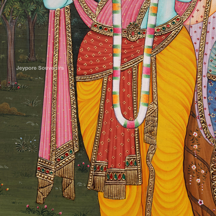 Radha Krishna Tanjore Painting with Real Gold Leaf Work