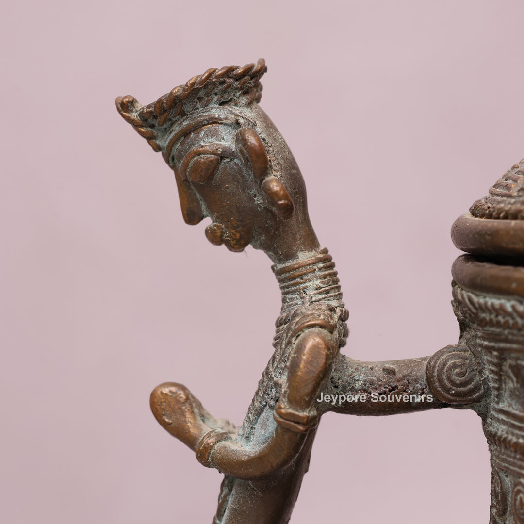 Handcrafted Dhokra Brass Traditional Indian Avian Spout Surahi
