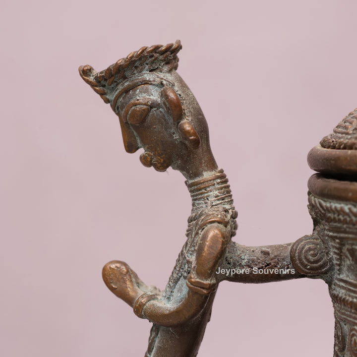 Handcrafted Dhokra Brass Traditional Indian Avian Spout Surahi