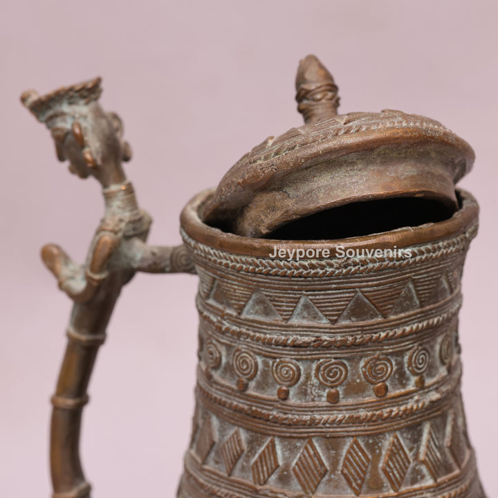 Handcrafted Dhokra Brass Traditional Indian Avian Spout Surahi