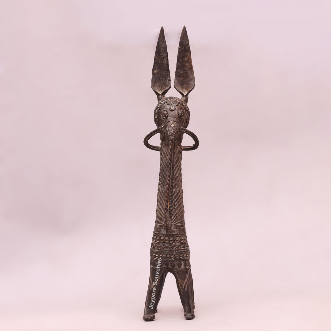 Handcrafted Dhokra Brass Horse Statue with Tall Ears for Home &amp; Office Décor
