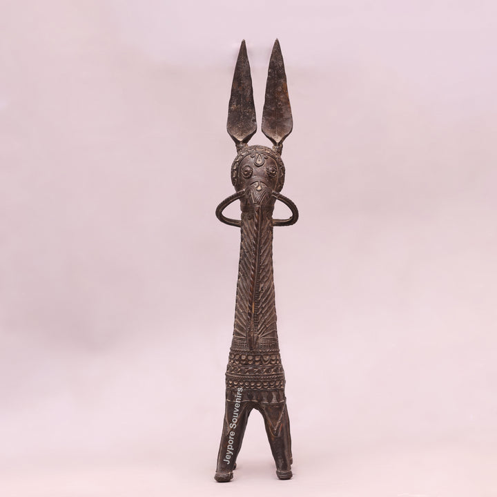 Handcrafted Dhokra Brass Horse Statue with Tall Ears for Home &amp; Office Décor