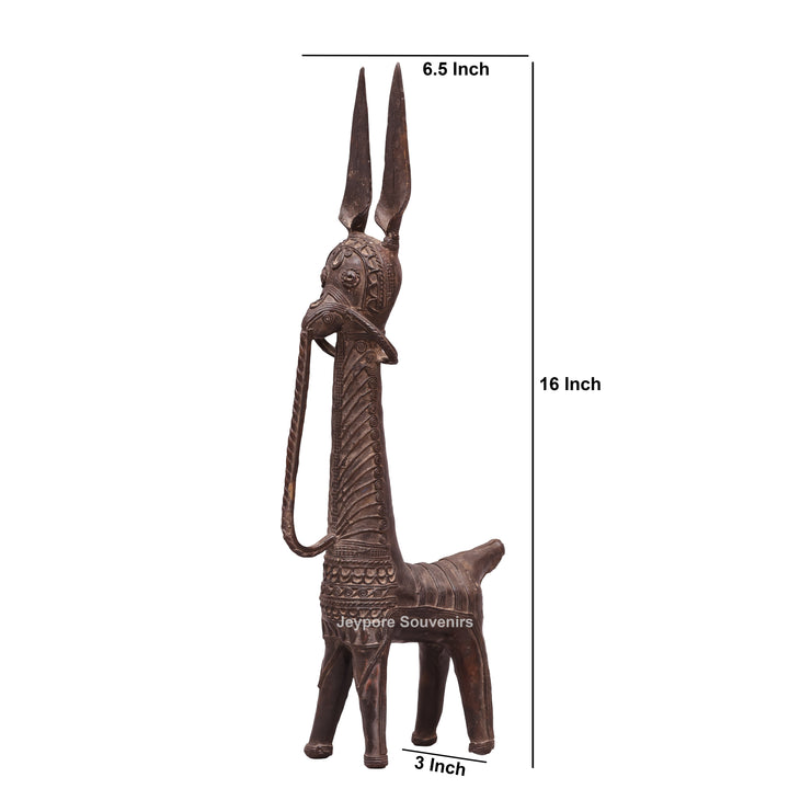 Handcrafted Dhokra Brass Horse Statue with Tall Ears for Home &amp; Office Décor