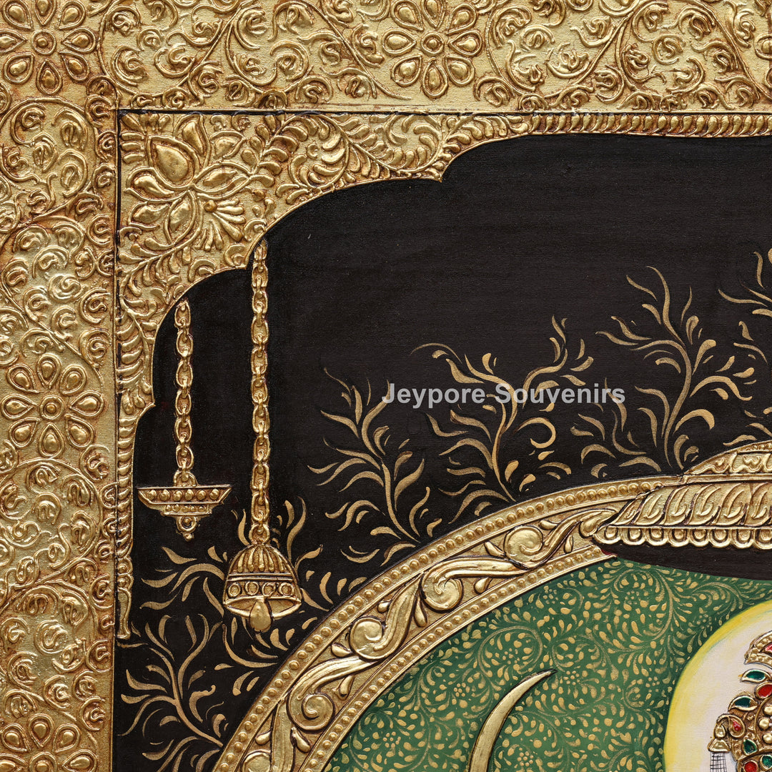 Goddess Durga Tanjore Painting with Real Gold Leaf Work