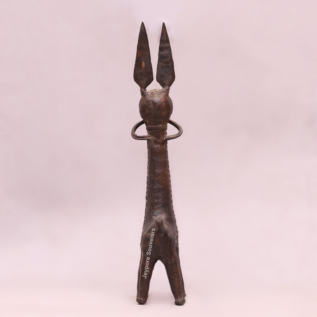 Handcrafted Dhokra Brass Horse Statue with Tall Ears for Home &amp; Office Décor