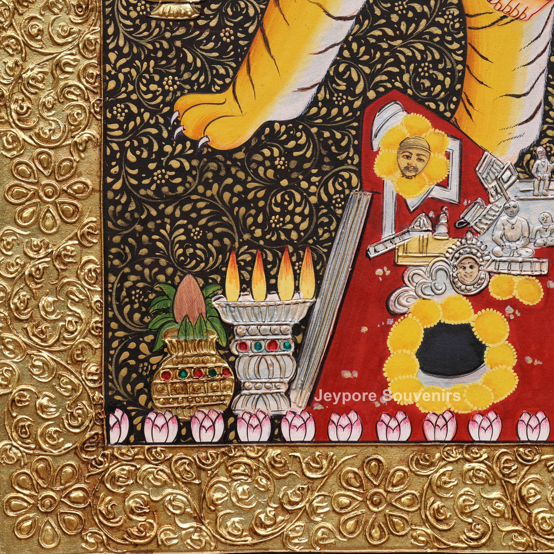 Goddess Durga Tanjore Painting with Real Gold Leaf Work