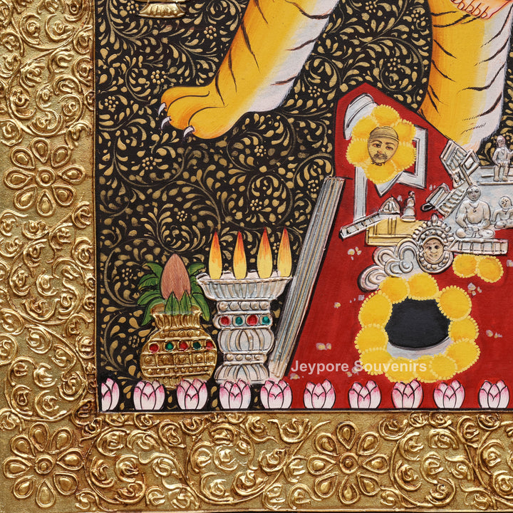 Goddess Durga Tanjore Painting with Real Gold Leaf Work