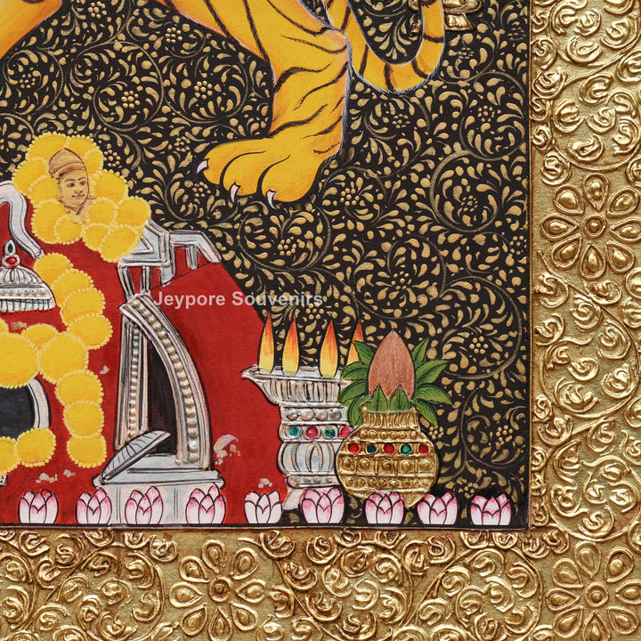 Goddess Durga Tanjore Painting with Real Gold Leaf Work