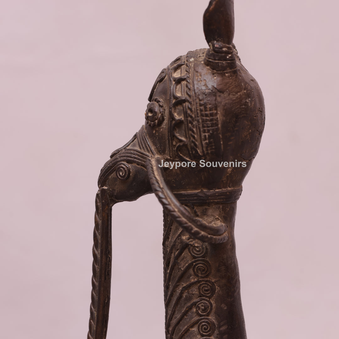 Handcrafted Dhokra Brass Horse Statue with Tall Ears for Home &amp; Office Décor