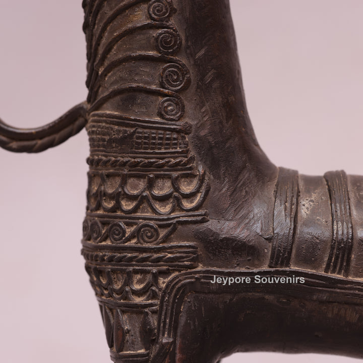 Handcrafted Dhokra Brass Horse Statue with Tall Ears for Home &amp; Office Décor