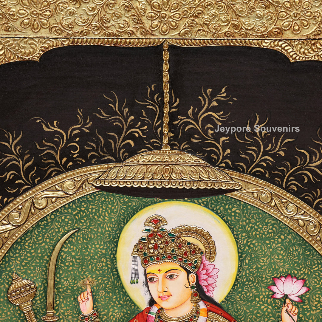 Goddess Durga Tanjore Painting with Real Gold Leaf Work
