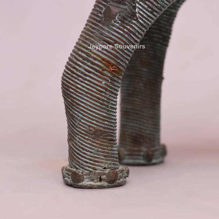 Handcrafted Dhokra Brass Elephant Statue with Tribal Rider