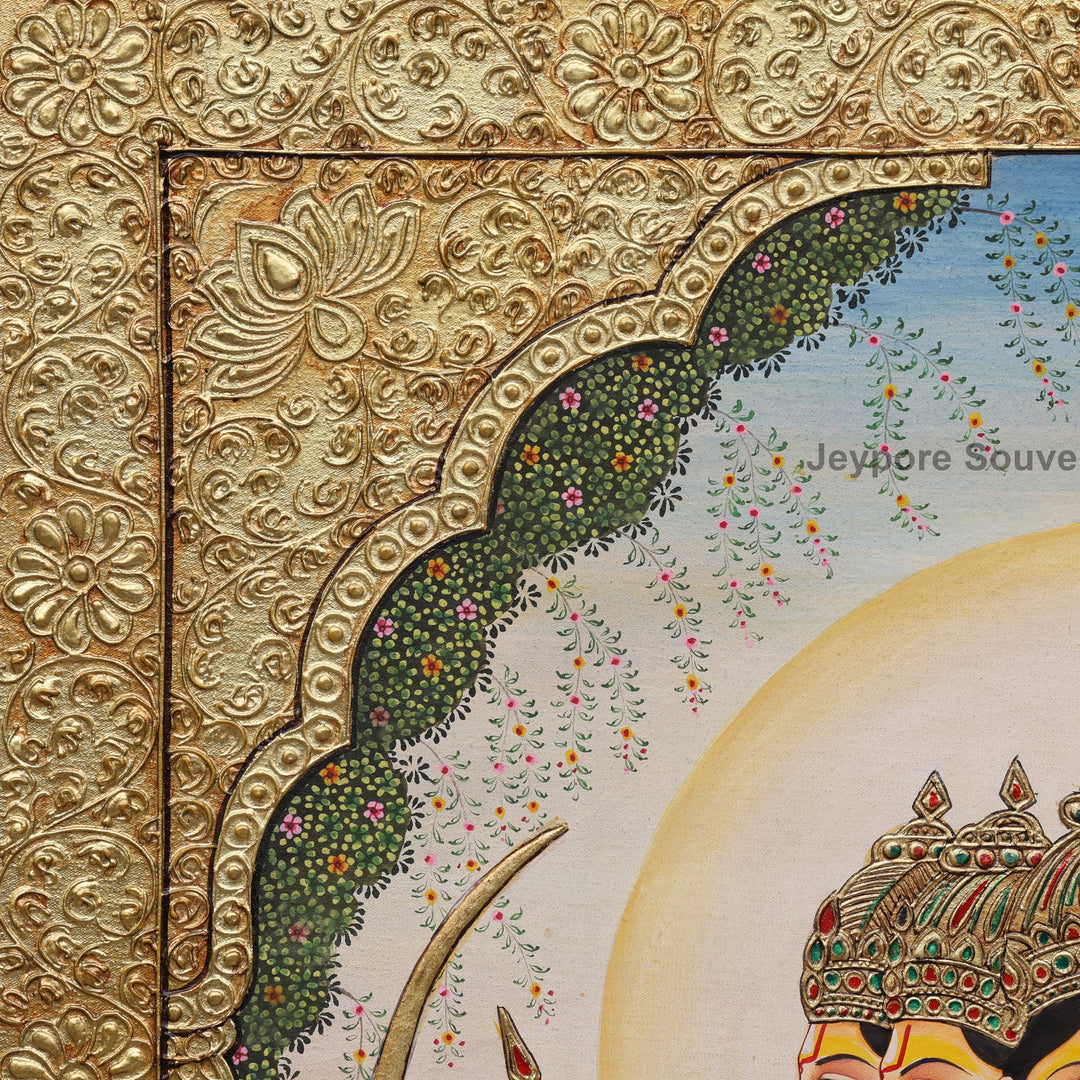 Panchmukhi Hanuman Ji Tanjore Painting with Real Gold Leaf Work