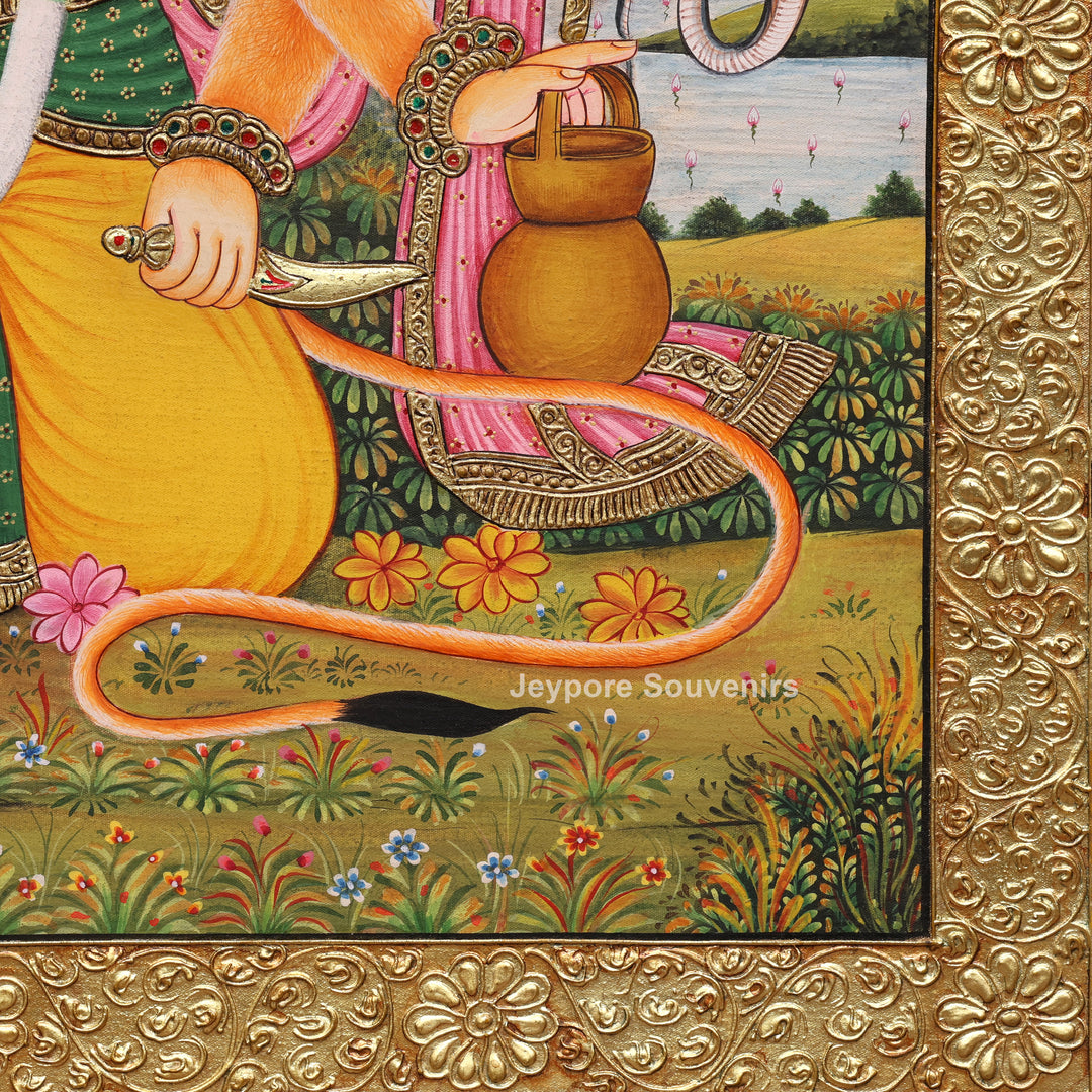Panchmukhi Hanuman Ji Tanjore Painting with Real Gold Leaf Work