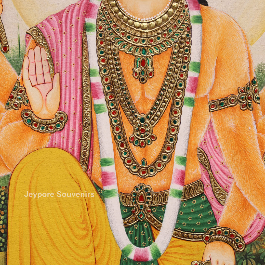 Panchmukhi Hanuman Ji Tanjore Painting with Real Gold Leaf Work
