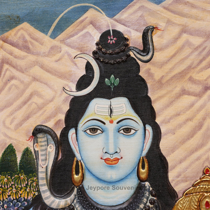 Handmade Shiv Parivar Tanjore Painting with Real Gold Leaf Work