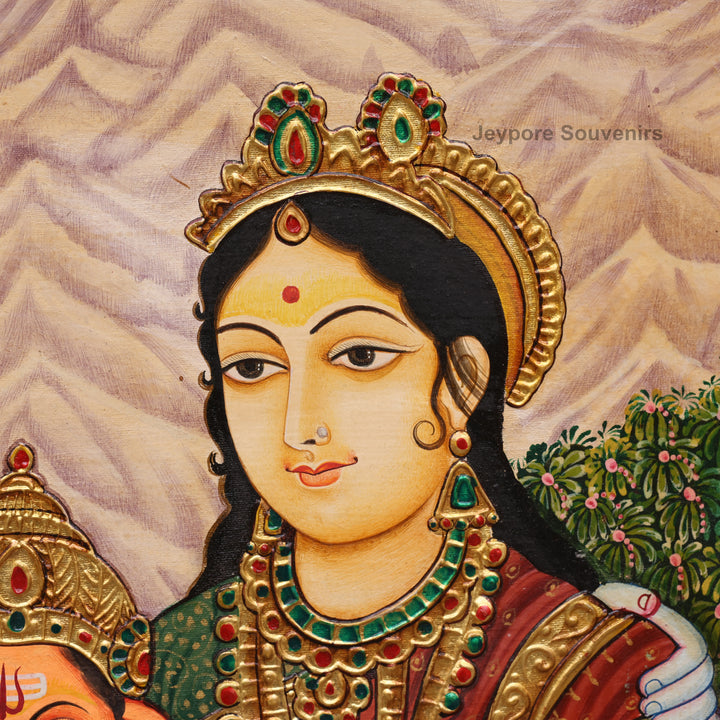 Handmade Shiv Parivar Tanjore Painting with Real Gold Leaf Work