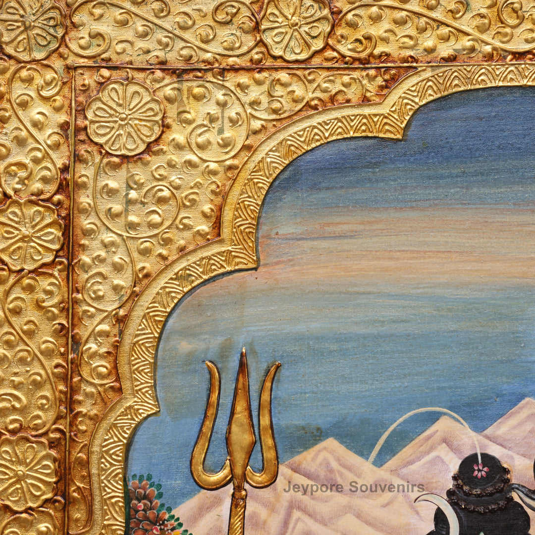 Handmade Shiv Parivar Tanjore Painting with Real Gold Leaf Work