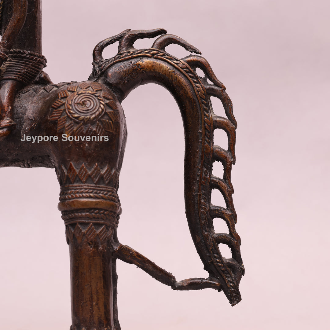 Handcrafted Dhokra Brass Horse with Two Riders