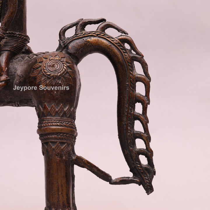 Handcrafted Dhokra Brass Horse with Two Riders
