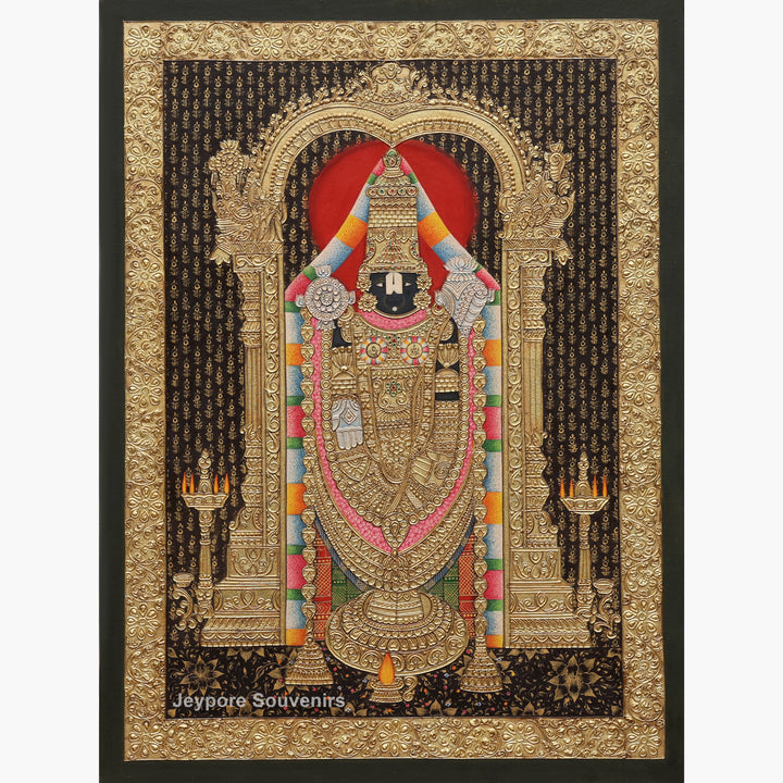 Tirupati Balaji Tanjore Painting with Real Gold Leaf Work