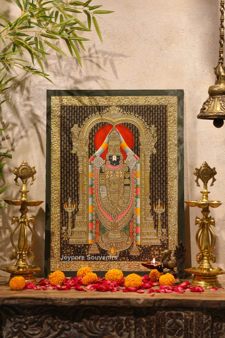 Tirupati Balaji Tanjore Painting with Real Gold Leaf Work