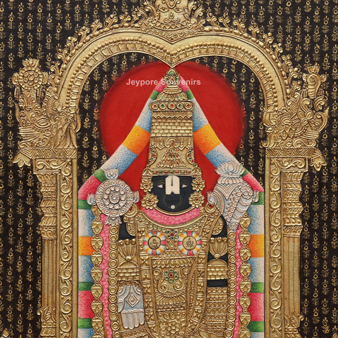 Tirupati Balaji Tanjore Painting with Real Gold Leaf Work