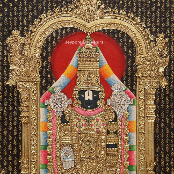 Tirupati Balaji Tanjore Painting with Real Gold Leaf Work